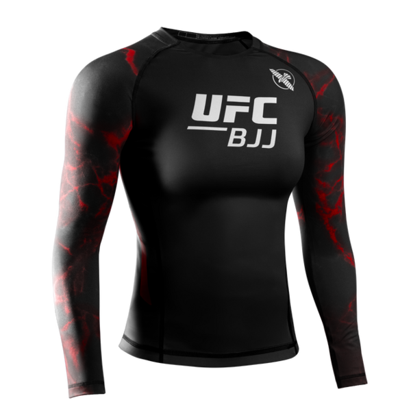 Hayabusa UFC BJJ Rashguard femme manches longues – noir/rouge