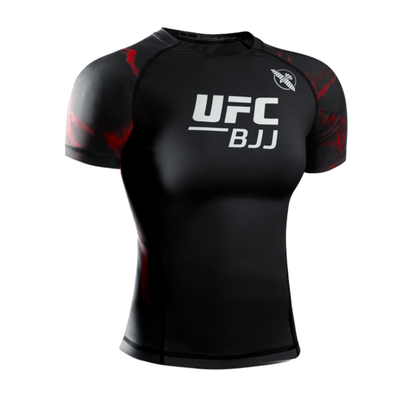 Hayabusa UFC BJJ Rashguard femme manches courtes – noir/rouge