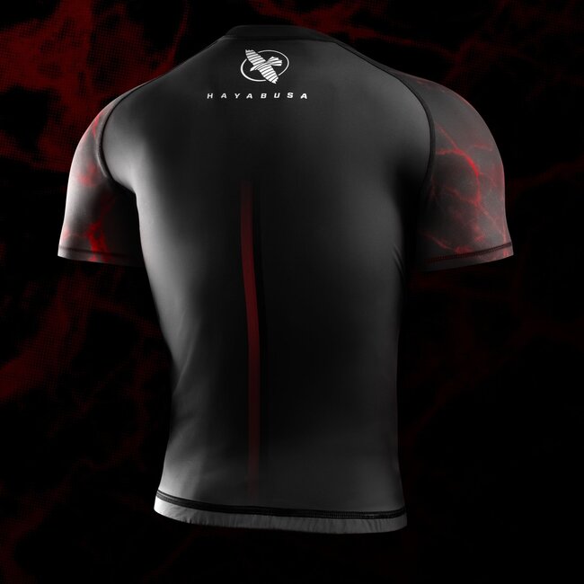 Hayabusa UFC BJJ Rashguard Heren Korte Mouw – Zwart/Rood