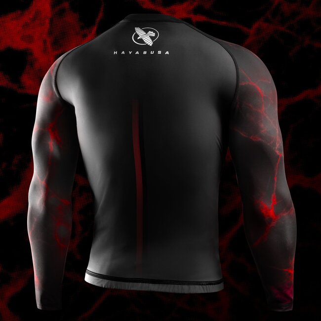 Hayabusa UFC BJJ Rashguard Heren Lange Mouw – Zwart/Rood