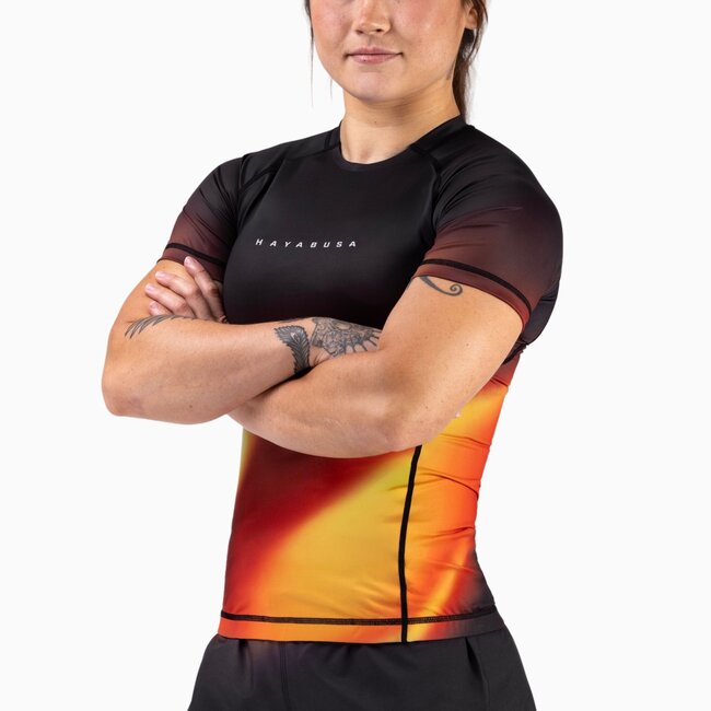 Hayabusa Apex Nova Rashguard Dames Korte Mouw – Sunburst Orange