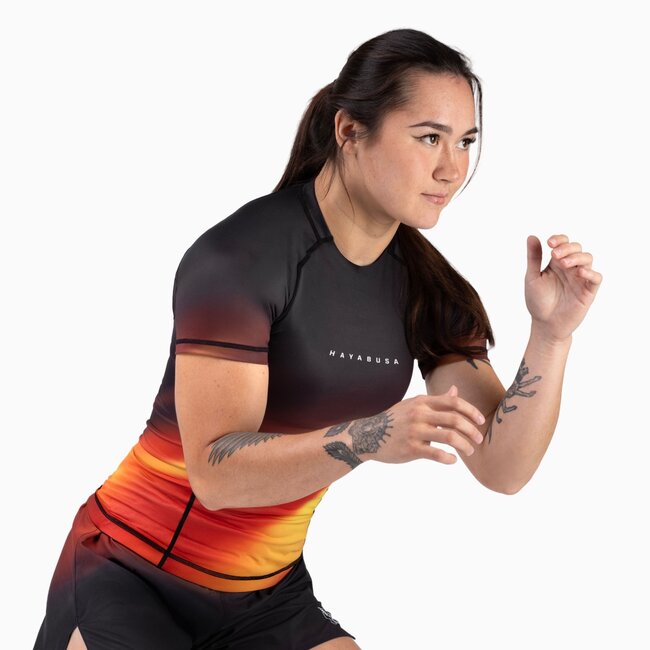 Hayabusa Apex Nova Rashguard Dames Korte Mouw – Sunburst Orange
