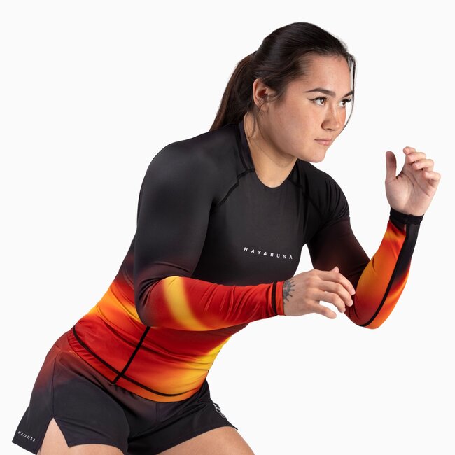 Hayabusa Apex Nova Rashguard Dames Lange Mouw – Sunburst Orange