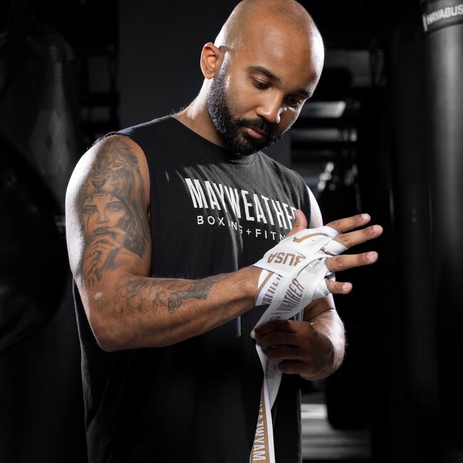 Hayabusa Mayweather Deluxe Bandages 180 inch – Wit/Goud