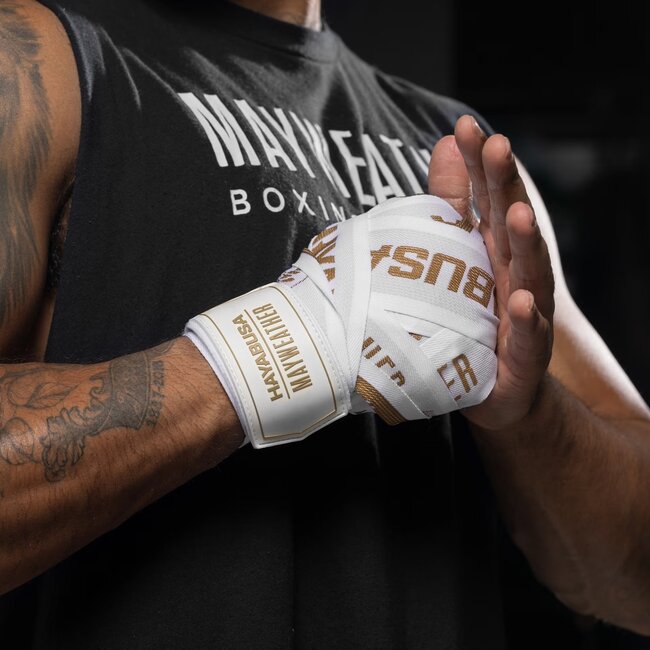 Hayabusa Mayweather Deluxe Bandages 180 inch – Wit/Goud