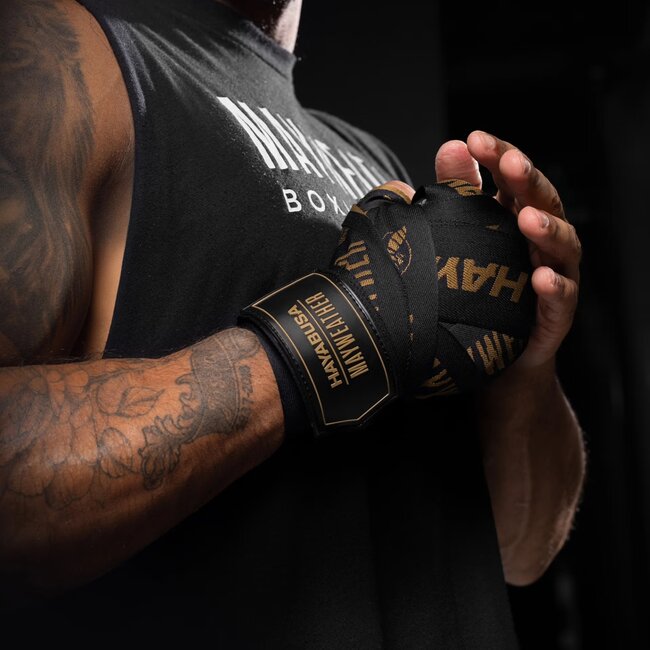 Hayabusa Mayweather Deluxe Bandages 180 inch – Zwart/Goud