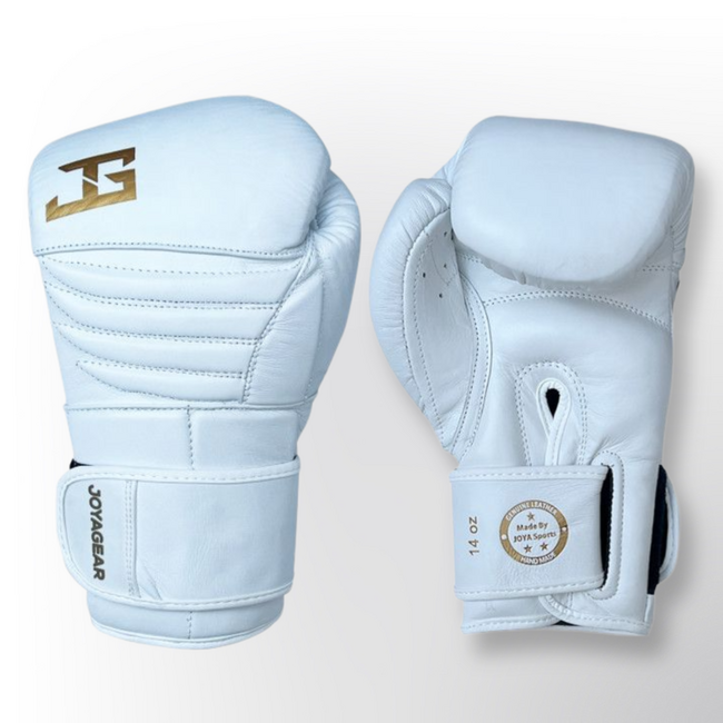JOYA Falcon – Leren Bokshandschoenen - Wit/Goud