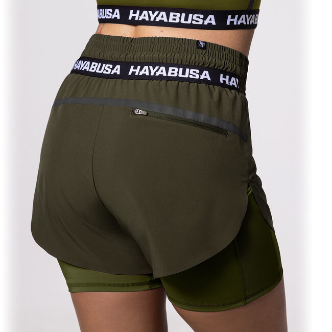 Hayabusa Mid Rise Layered damesshort – Olijfgroen