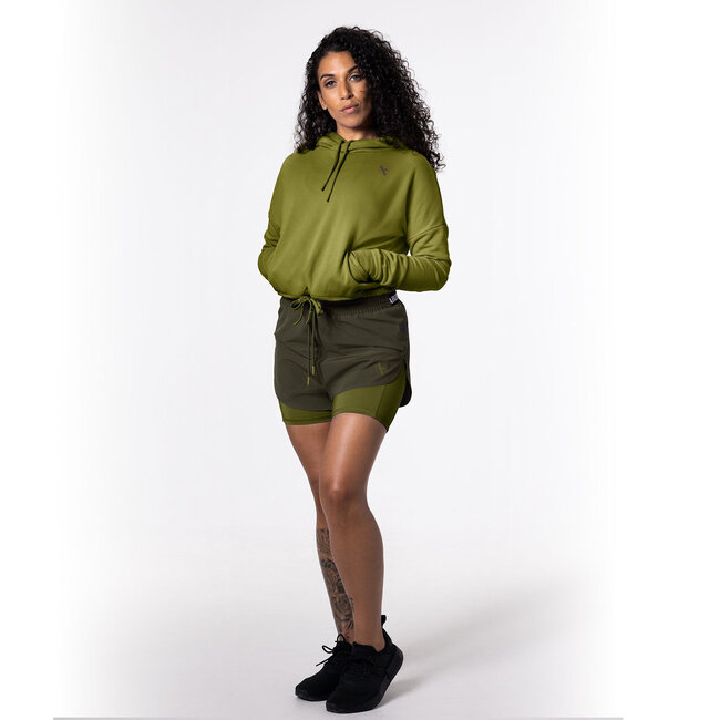 Hayabusa Mid Rise Layered damesshort – Olijfgroen