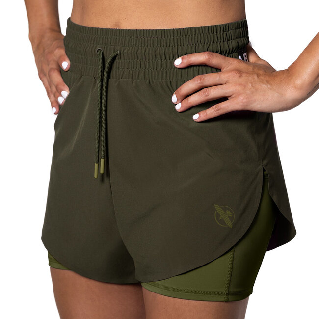 Hayabusa Mid Rise Layered damesshort – Olijfgroen
