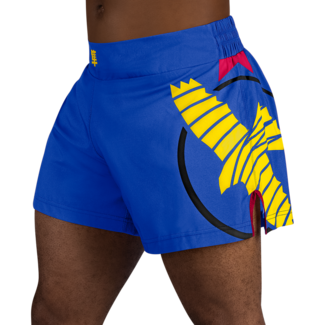 Hayabusa Icon kickboksshort – Blauw/geel