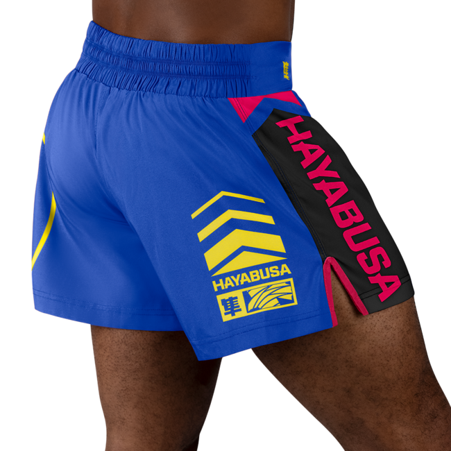 Hayabusa Icon kickboksshort – Blauw/geel