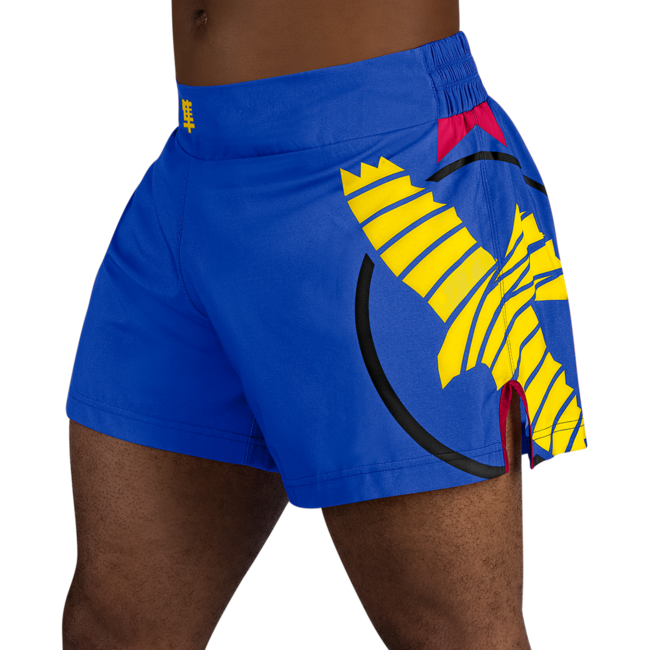 Hayabusa Icon kickboksshort – Blauw/geel
