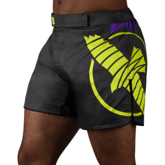 Hayabusa Icon Mid-Thigh MMA-short – Zwart/neon