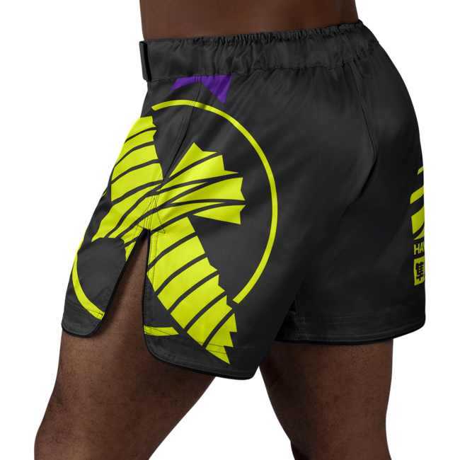 Hayabusa Icon Mid-Thigh MMA-short – Zwart/neon