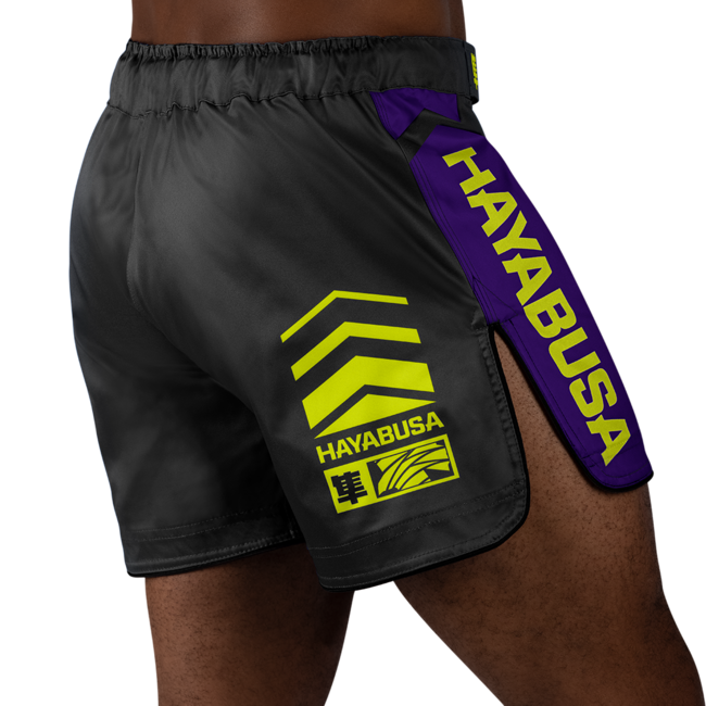 Hayabusa Icon Mid-Thigh MMA-short – Zwart/neon