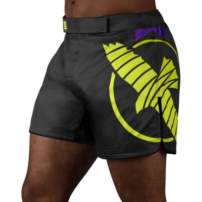 Hayabusa Icon Mid-Thigh MMA-short – Zwart/neon