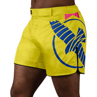 Hayabusa Icon Mid-Thigh MMA-short – Geel/blauw