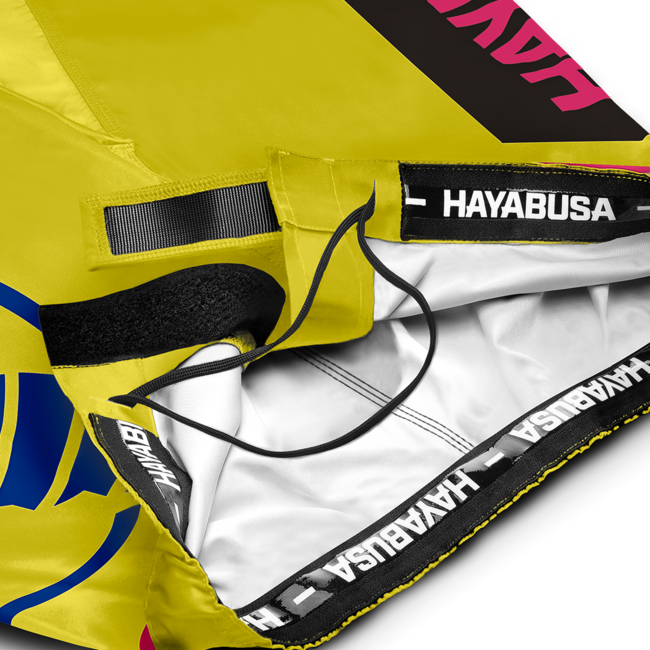 Hayabusa Icon Mid-Thigh MMA-short – Geel/blauw