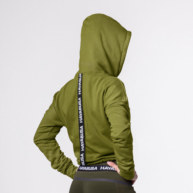 Hayabusa Hayabusa Cozy Fleece Cropped Dameshoodie – Gemêleerd Olijfgroen