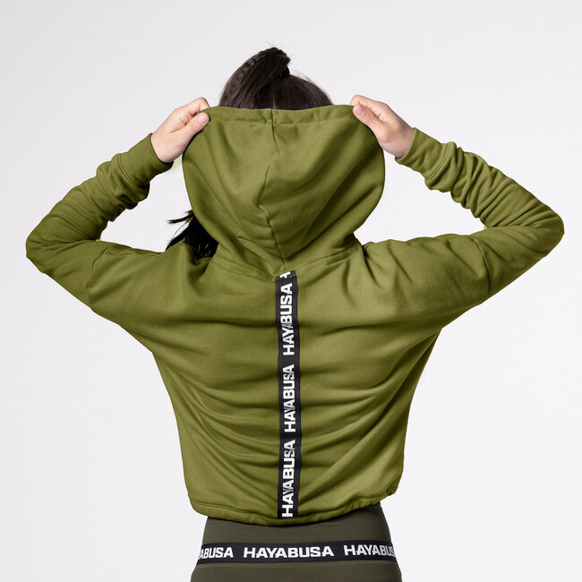 Hayabusa Hayabusa Cozy Fleece Cropped Dameshoodie – Gemêleerd Olijfgroen