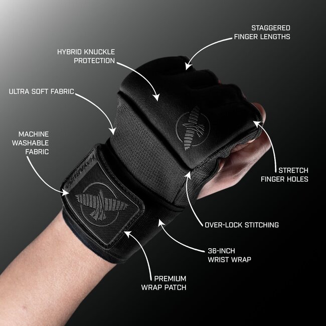 Hayabusa Hayabusa Deluxe Quick Wraps Binnenhandschoenen – Zwart