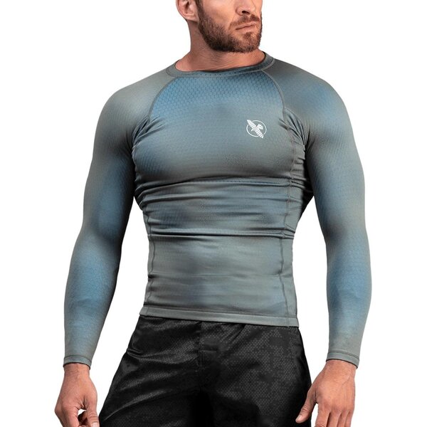 Hayabusa Fusion Rashguard manches longues – gris/bleu aqua