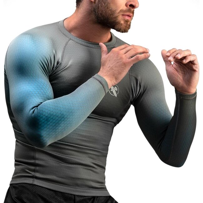 Hayabusa Hayabusa Fusion Rashguard Lange Mouwen – Grijs/Aquablauw