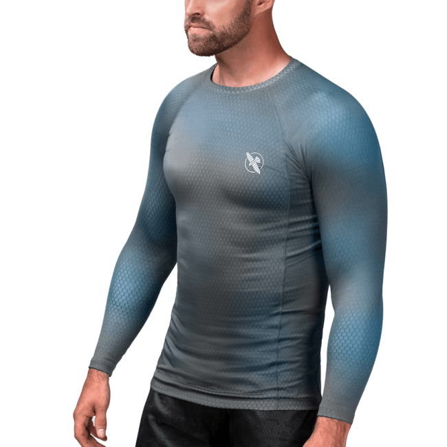 Hayabusa Hayabusa Fusion Rashguard Lange Mouwen – Grijs/Aquablauw