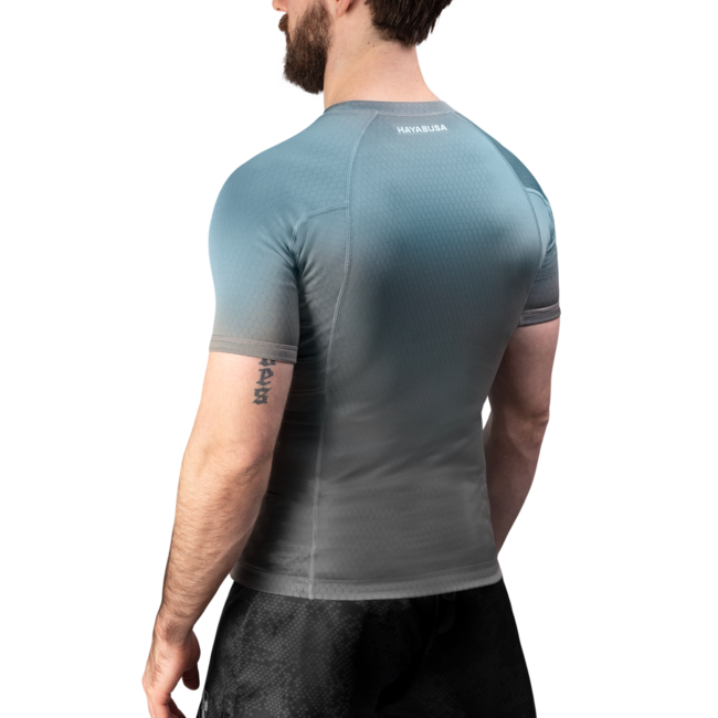 Hayabusa Hayabusa Fusion Rashguard Korte Mouwen – Grijs/Aquablauw