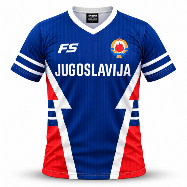 Fightsense Jugoslavija Active Dry Sportshirt – Blauw/Wit/Rood