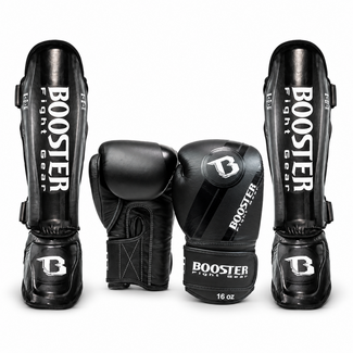 Booster V3 Fightset Zwart - Bokshandschoenen + Scheenbeschermers