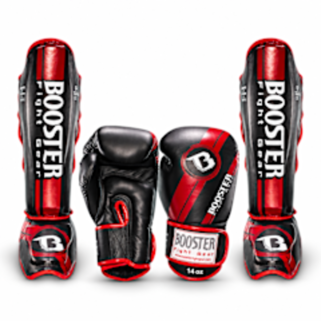 Booster Fightgear V3 Fightset Zwart/Rood – Bokshandschoenen en Scheenbeschermers