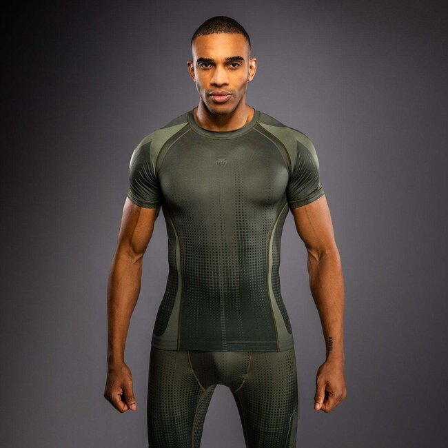 Venum Stealth rashguard korte mouwen – Khaki/Donkergroen