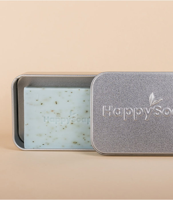 Happysoaps Happy Bar bewaar en reisblikje vierkant
