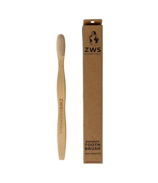 ZWS Bamboo Toothbrush - Adult - Zero Waste Toothbrush Plastic Free Compostable Castor Bean Bristles