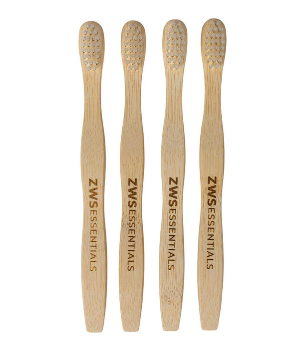 ZWS Bamboo Toothbrush - Adult - Zero Waste Toothbrush Plastic Free Compostable Castor Bean Bristles