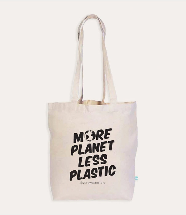 ZWS More Planet Less Plastic Organic Tote Bag