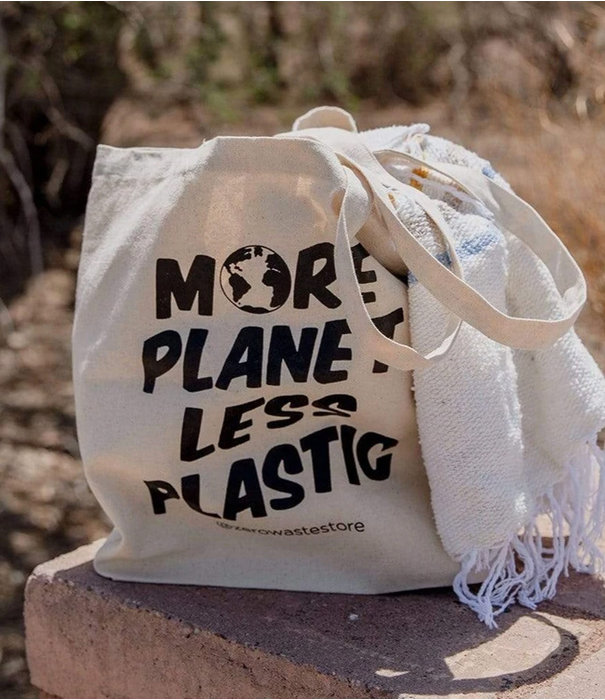 ZWS More Planet Less Plastic Organic Tote Bag