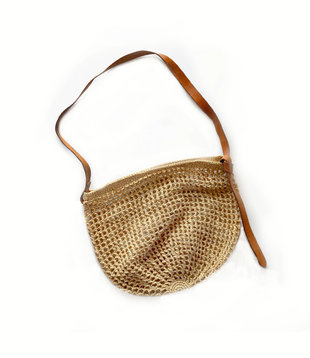 Maria Market Bag with Leather Tie Strap - Natural