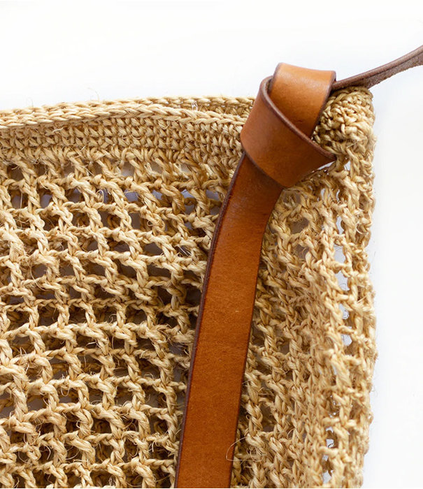 Minga Maria Market Bag with Leather Tie Strap - Natural
