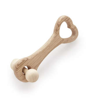 Ash wood rattle key 17.5 x 8.0 x 1.3 cm