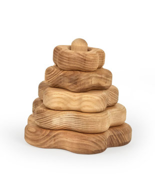 Stacking tower flower of ash wood 10 x 11 cm