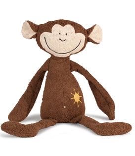 Sunshine monkey Abu met gele zon. ca. 50 cm hoes_ 100% katoen vulling 100% scheerwol schapen
