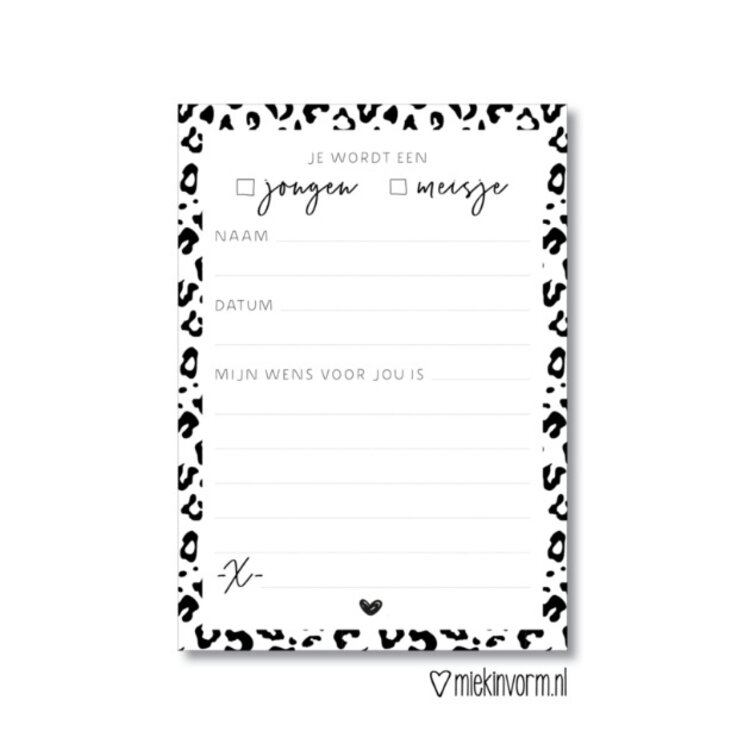 Babyshower kaartjes a7 10 stuks