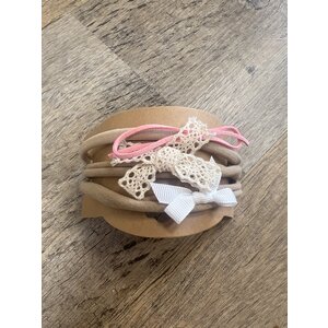 Toutesorte set van 3 haarbandjes roze/wit/creme €3