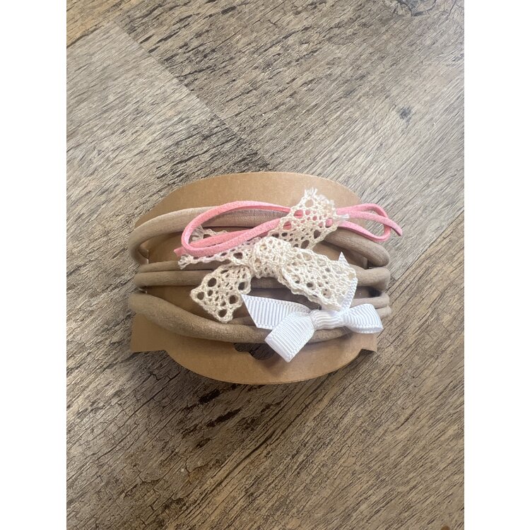 Toutesorte set van 3 haarbandjes roze/wit/creme €3