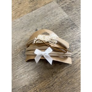 Toutesorte set van 3 haarbandjes cognac/creme/wit €3