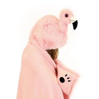 Noxxiez Noxxiez knuffeldeken met capuchon Flamingo