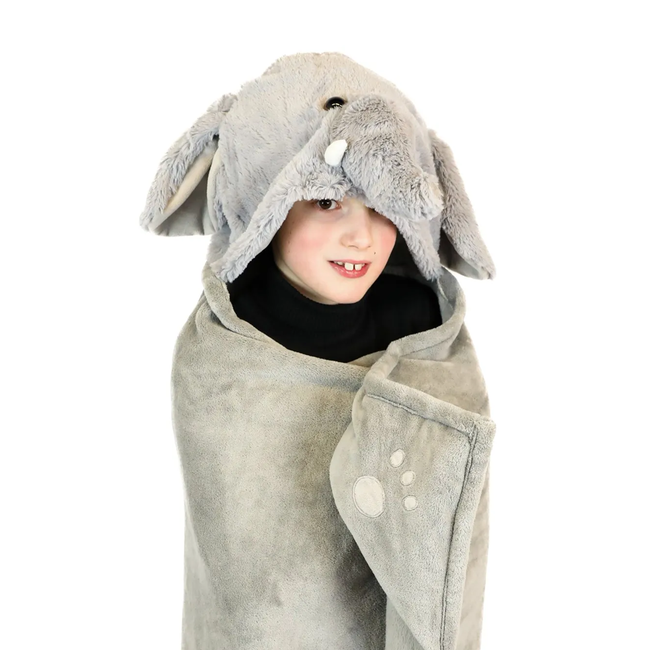 Noxxiez Noxxiez knuffeldeken met capuchon Olifant